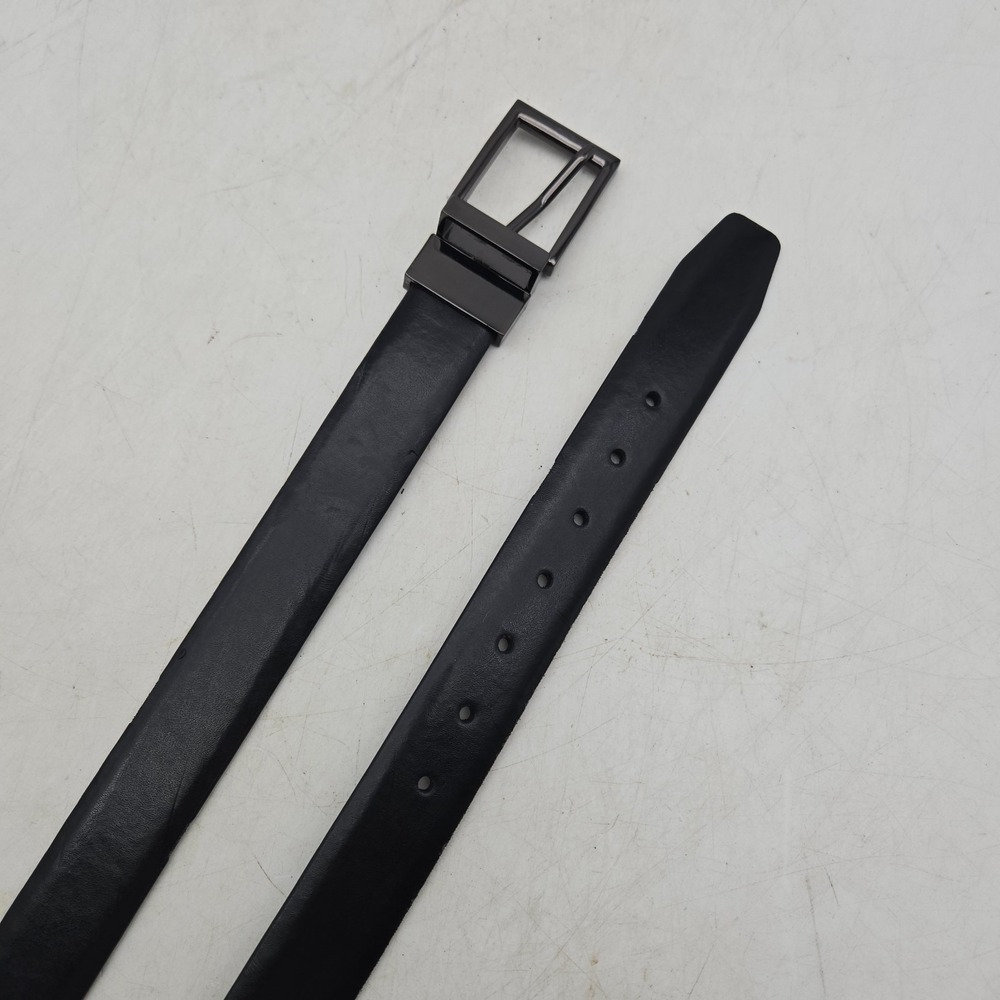 Structure Belt Black Syn Leather Mens 28 Gunmetal Buckle NWOT